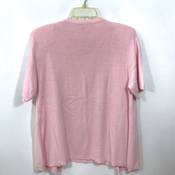 Vintage Cardigan Sweater Needlepoint Pink Top M - Picture 7 of 9